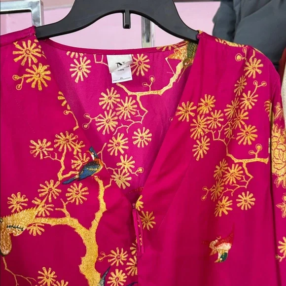 Natori Birds of Paradise Luxury Caftan Loungedress size XL - Picture 5 of 9